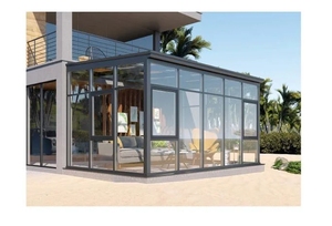 Modern <strong>Octagonal</strong> Solarium Sunroom for Outdoor Backyard Galvanized Steel with Lockable Sliding Door and Sloping Roof - Product Image 2