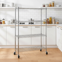 Wire Rack utilitaire robuste Étagère de cuisine en métal à 4 niveaux Étagère en fil chromé avec approbation NSF