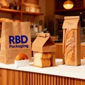 Wholesale Custom Printed Logo Bakery Food Grade Packaging Brown Kraft Paper Reusable Bread <b>Bag</b> with Plastic Window - Product Image 2