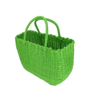 2022 hot sale plastic beach baskets plastic picnic PP woven plastic basket