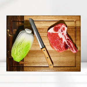 Juego de bloques de cortar de madera de acacia con ranura para jugo, tabla de cortar de madera orgánica para Cocina - Product Image 6