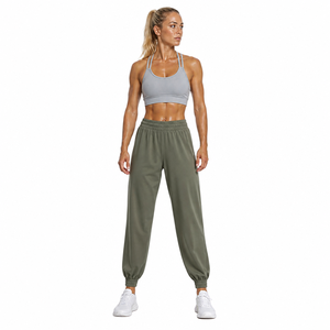 Servizio OEM/ODM di Alta Qualità, Pantaloni <span class=keywords><strong>Cargo</strong></span> da <span class=keywords><strong>Donna</strong></span> a Vita Alta, <span class=keywords><strong>Larghi</strong></span> e Casual, Autunnali, con Chiusura a Coulisse, in Misto Spandex - Product Image 1