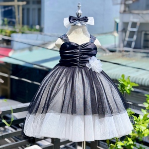 Công Chúa Ăn Mặc Cho Cô Gái Lớn loe Màu Đen Trắng Vòng Phong Cách Ánh Sáng Đuôi Hoa Eo Trang Trí Tùy Chỉnh Odm Cho Trẻ Em - Product Image 4