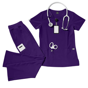 Conjunto de Uniformes Médicos para Mujer con Cintura Elástica y Múltiples Bolsillos, con Cuello en V - Product Image 5