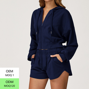 Conjunto de Sudadera con Capucha Térmica de Algodón de Moda, Talla Grande, para Exteriores, 5 Colores, con Cierre, Estilo Corsé, para Yoga, Deportivo, Cálido, con Patrón Sólido - Product Image 5