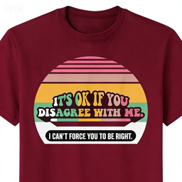 T-shirt divertente con slogan da uomo Retro Sunset, in cotone, a maniche corte, con grafica 'It's Ok If You Disagree' - Product Image 3
