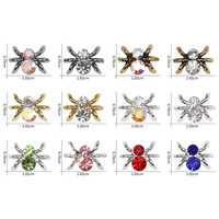 YUCAGCI 3410 Breloques et décorations 3D pour ongles d'Halloween en forme d'araignée, style gothique en métal doré marquise pour nail art