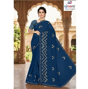 Sari en Soie de Luxe pour Femme, Style Traditionnel Indien, Idéal pour Fêtes et Mariages, Design Ethnique, Séchage Rapide, Coupe Classique, En Stock - Product Image 5