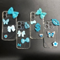 Breloques à dos plat en strass, motifs dollar, nœud, papillon, sac à monnaie, cœur ajouré, lèvre, amour, frangipanier, pour coque de téléphone décorative
