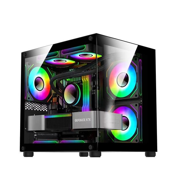 AntarcChill ATX PC Case Gaming Desktop Tower Computer Glass Panel High Quality Custom Logo PC Case support RGB Fan Light Strip
