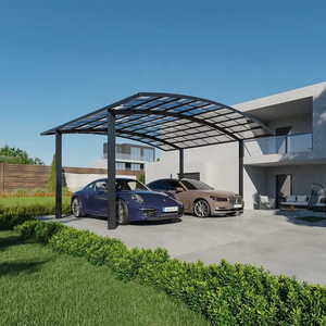 Abri de voiture en aluminium thermolaqué avec toit en polycarbonate, imperméable, pour villa, jardin, abri de stationnement double pour <span class=keywords><strong>voitures</strong></span> - Product Image 1