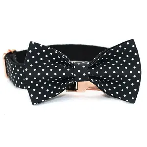 Chuyên ngành tùy chỉnh Dog collars với kim loại phần cứng sẵn có vải cổ áo dây xích BOW TIE Set