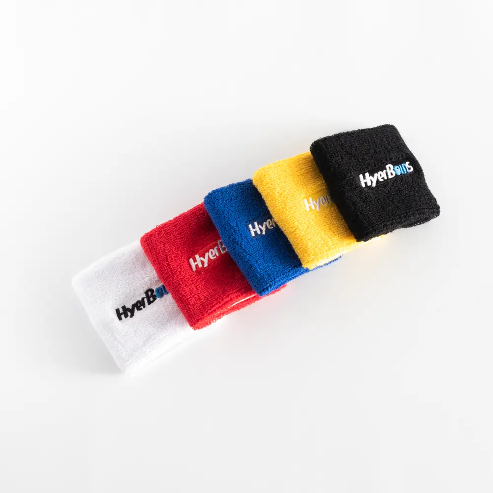 Logotipo personalizado Soft Cotton Tennis Sports Segurança Wrist Support Band Pulseiras Sweatband