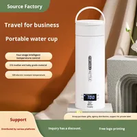 Bouilloire de voyage cylindrique portable en acier inoxydable 316, isolée, à température constante, pour voyages d'affaires et hôtels