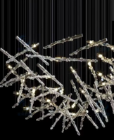 Lustre à LED moderne de luxe pour l'intérieur du salon Luminaire suspendu au plafond en cristal pour hôtel Lustre à LED de grande taille