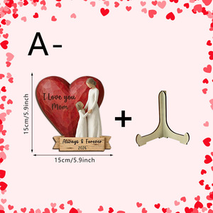 Ornamento in Legno Edizione Limitata per la Festa della Mamma, Design Cuore e <span class=keywords><strong>Luna</strong></span> Abbracciati, Testo Inciso di Gratitudine, Decorazione da Tavolo Jayang - Product Image 6