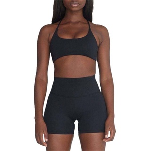Soutien-gorge de sport professionnel de haute qualité en nylon, ensemble de yoga sexy et athlétique assorti, soutien-gorge de sport sans couture pour le vélo et shorts pour femmes - Product Image 5
