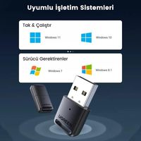 Adaptateur Bluetooth UGREEN USB CM390, dongle Bluetooth 5.0 pour PC, compatible avec Windows 11/10/8.1/7, ordinateur de bureau, ordinateur portable