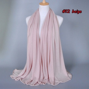 BS82# Hot Sell High Quality Cotton Jersey Hijab Solid Shawl <b>Plain</b> Elasticity Women Scarves Muslim Islamic Jersey Hijabs - Product Image 5