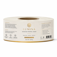 Etiqueta Personalizada a Prueba de Aceite, Envoltura Metálica Dorada para Botellas, Etiqueta Adhesiva Impermeable para Frascos de Crema Renovadora para el Cuidado de la Piel