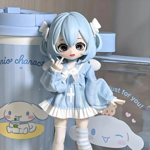 OB11 <strong>Doll</strong> Clothes Blue Maid Nurse Uniform Girl Bow Dress And Socks Handmade Ornaments Toys <strong>Dolls</strong> Clothes - Product Image 3