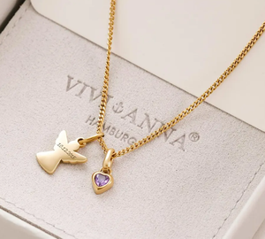 Collana Angelo Custode con Cuore e Pietra Portafortuna, Collane Personalizzate con Nome, Regalo per Bambini - Product Image 5