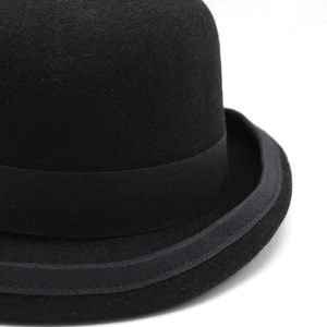 Cappello a Bombetta Tradizionale per Uomo e Donna, Derby Nero in Feltro di Lana, Cappelli Formali Stile Chaplin con Fodera in Seta - Product Image 5