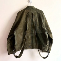 Veste de travail en toile de denim vintage, style streetwear, fabrication OEM, lavage délavé personnalisé, fermeture éclair, crochet de pont, style pompier