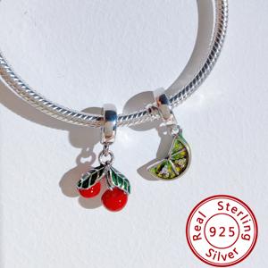 HaYa PAN-9 Dijes de Plata S925 Estilo Ipan DIY Dora para Creación de Joyas, Colgante de Cereza de Moda, Certificado GDTC, Unisex - Product Image 4