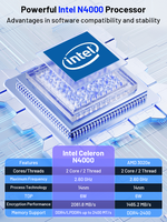 N4000 Ordinateur Portable 14 Pouces Résolution 1366*768 6Go RAM 128Go 256Go 512Go 1To SSD pour Étudiant, Neuf