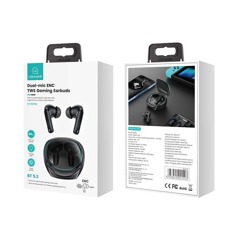 USAMS 2023 XJ13 Dual-Mic ENC TWS Gaming Earbuds - ANC & 7H