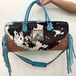 100% véritable cuir de vachette Weekender sac polochon fait à la main luxe Sport voyage bagages écologique grande capacité fermeture éclair - Product Image 1