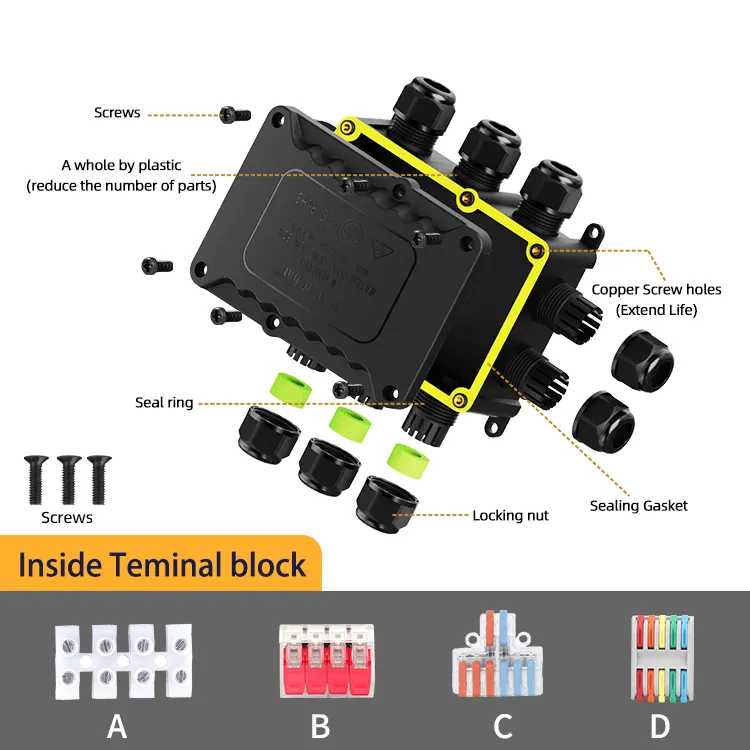 EW-M2068XL-10T 10Way Lugs kabel kawat sepeda motor kotak penyimpanan blok Terminal lampu Liner Led luar ruangan kotak sambungan tahan air IP68