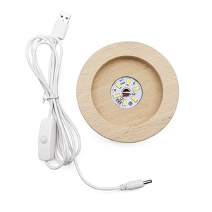 Chất Lượng Tốt Led Cơ Sở Đèn Sồi Gỗ Pha Lê Bóng Đêm Ánh Sáng Cơ Sở Với Cáp USB - Product Image 3