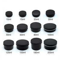 Omin — mini boîte ronde pour crème cosmétique, 100ml 250ml, 2oz, en métal noir, avec couvercle à vis, pot en aluminium, boîte de cire de voiture, vente en gros