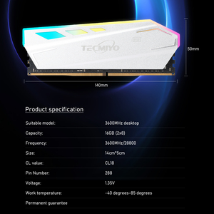 Tecmiyo Mémoire <span class=keywords><strong>RAM</strong></span> 8 Go 16 Go 32 Go <span class=keywords><strong>DDR4</strong></span> DDR5 <span class=keywords><strong>3000</strong></span> 3200 3600 4800 <span class=keywords><strong>MHz</strong></span> DIMM SODIMM Cartes Mémoire RGB Puce Originale 4 Go 8 Go 16 Go 1333 <span class=keywords><strong>MHz</strong></span> - Product Image 3