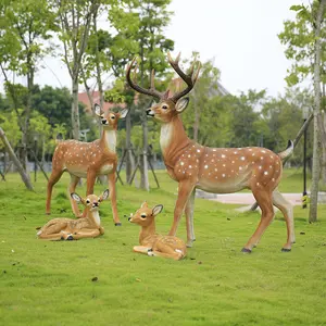 Venta al por mayor Adornos de jardín Estatua de animal grande Escultura de jirafa de tamaño real de fibra de vidrio