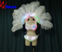 Disfraz de baile de Samba LED Carnaval luminoso/espectáculo de escenario en T Disfraces sexy con alas de plumas Control inalámbrico programable