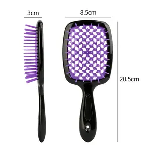 Custom Colorful Massage Hair Comb Hairdressing Hollow Grid Comb Wide Teeth Detangling Hair Brush Curly Hair Brush Unbrush