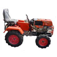 Microtractor de 12hp Fácil de Operar, Tractor de Cuatro Ruedas con Cultivador para Granja y Jardín con Implementos