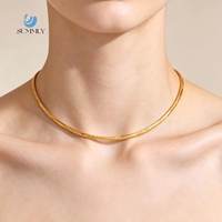 SUMMLY Minimalistischer Geprägter Torque Open Choker 18K Vergoldeter Edelstahl Verstellbare Choker-Halskette Schmuck Großhandel