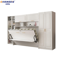 Lit escamotable mural avec armoire intégrée, design moderne, durable, en bois massif, rotatif et invisible