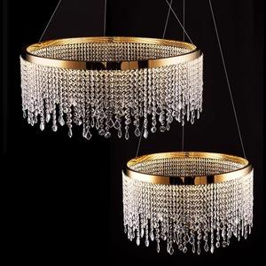 Lustre moderne en cristal doré rond, lampe décorative de plafond pour salon, chambre à coucher, métal, grand lustre nordique de luxe à LED - Product Image 4