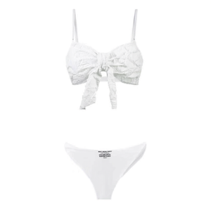 ชุดคลุมว่ายน้ำ HDJ แบบ 2 ชิ้น แต่งโบว์ ผ้าถัก ผสมสแปนเด็กซ์ โพลีเอสเตอร์ ไซส์พลัส เอวยางยืด คอแบบผูก สายคล้องคอ ทรงเข้ารูป มินิ - Product Image 4