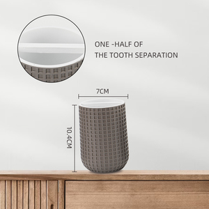 Juego de accesorios de baño ecológicos de 4 piezas de cerámica moderna, dispensador de jabón de poliresina, soporte para cepillo de dientes, taza, jabonera - Product Image 3