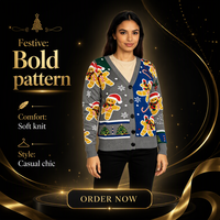 Pull décontracté de Noël à col en V et manches longues, personnalisable en gros