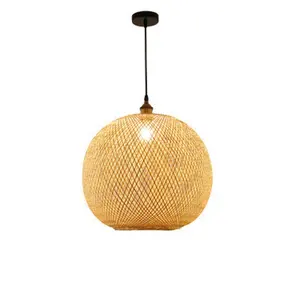 Round Shape Handmade Bamboo Pendant Light Rattan Lamp for Restaurant Tea house Home Decor