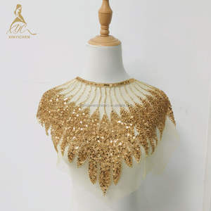 Nuevo Diseño, Color Dorado, Cuentas de Lentejuelas Negras, Bordado, <span class=keywords><strong>Collar</strong></span>, Corsage DIY, Parches de Corsage de Encaje, Pesado, para Accesorios de Ropa - Product Image 3
