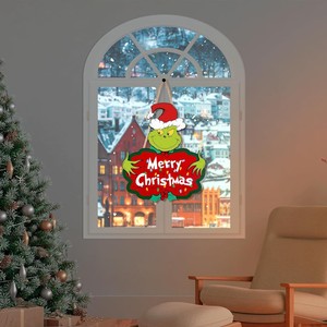 Letrero Navideño de Madera para Pared con Diseño de Grinch, Decoración Navideña para el Hogar, Forma Irregular, Pieza Única - Product Image 2