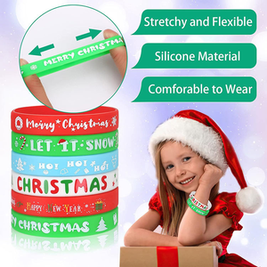Pulsera <span class=keywords><strong>de</strong></span> Silicona, Fábrica Integral, Impresa, Multicolor, Suave, para Navidad, Año Nuevo, Fiestas, Celebraciones, Regalos - Product Image 3